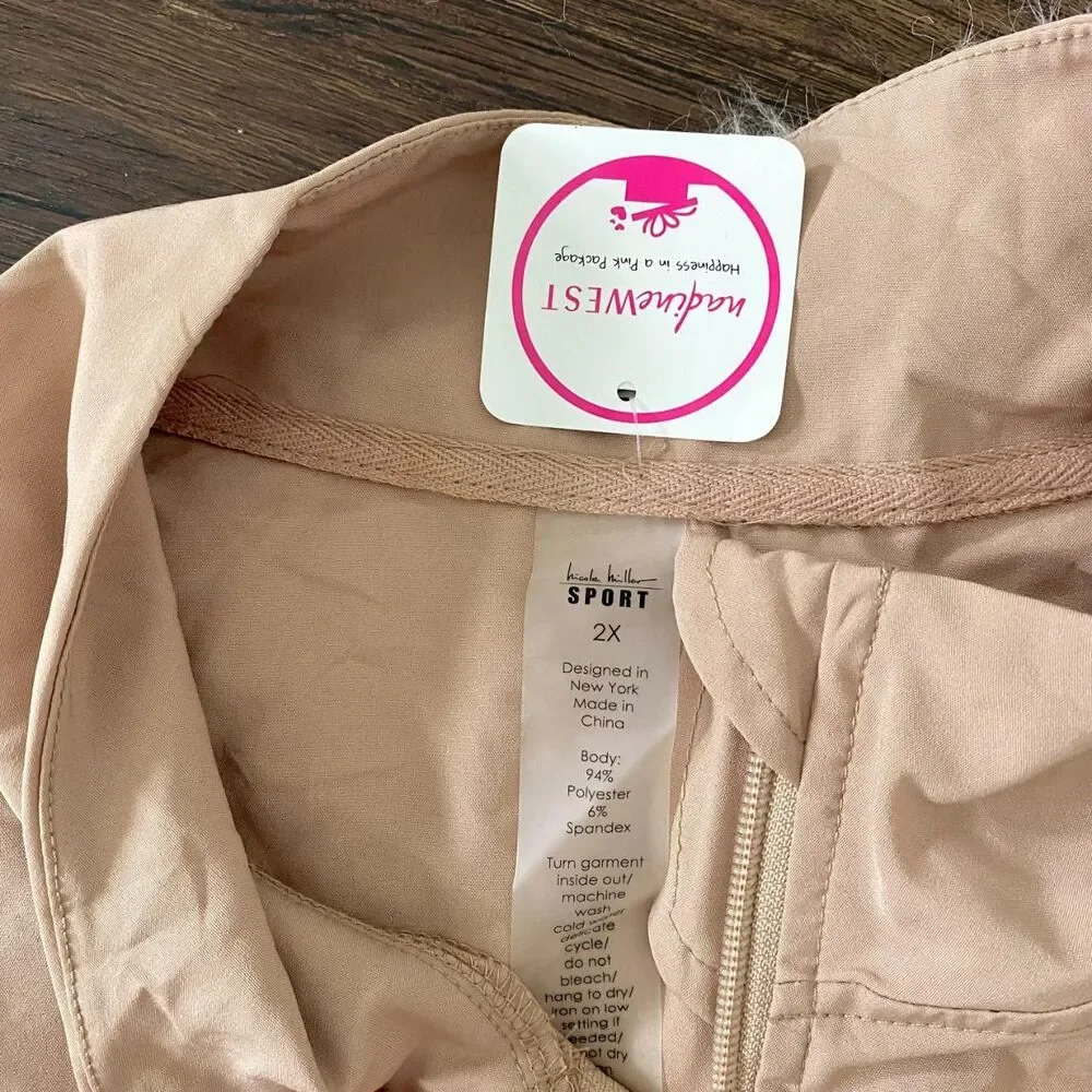 NWT Nicole Miller Sport lightweight full-zip windbreaker athletic jacket 2X